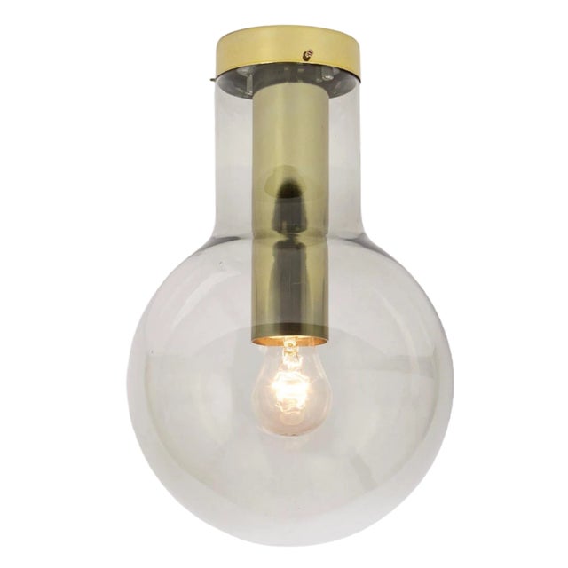 Large Brass Maxi Globe Flush Mount attributed to Gaetano Sciolari for Raak, Netherlands, 1960s For Sale