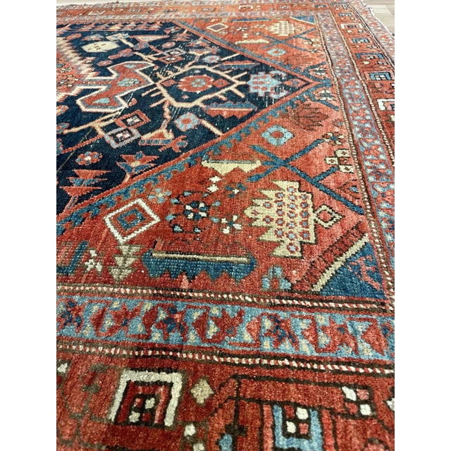 NW Bakshayesh Rug in Navy, Clay, Terracotta 5 x 7 For Sale - Image 10 of 13