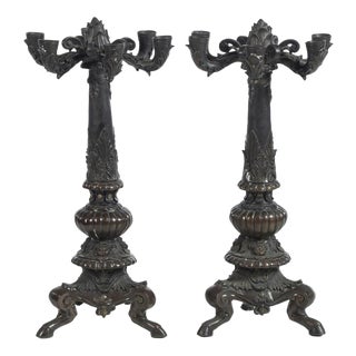 19th Century Bronze Candelabras, Set of 2 For Sale