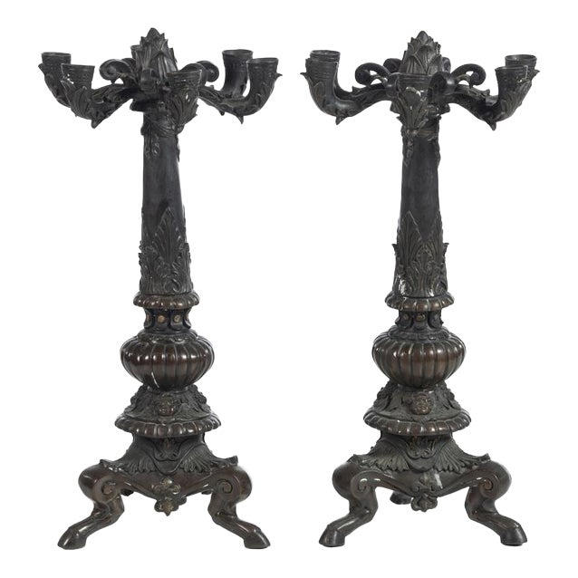 19th Century Bronze Candelabras, Set of 2 For Sale