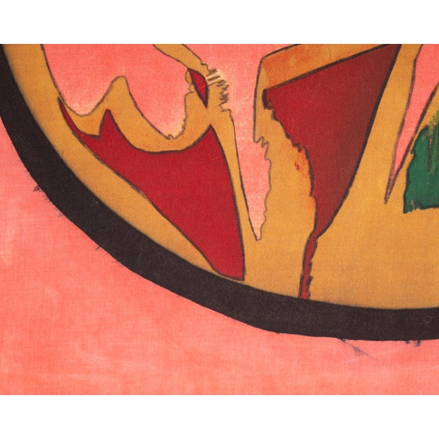 Pink Signed Abstract Batik Wax Painting by Harry Hilson For Sale - Image 8 of 8