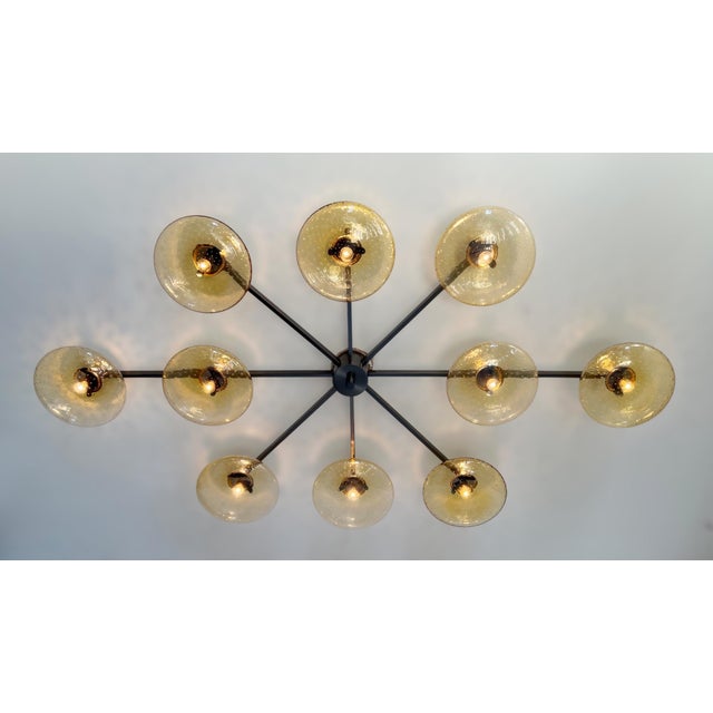 Not Yet Made - Made To Order 21st Century Dieci Satin Black Nickel Amber Bubbles Murano Flush Mount by Fabio LTD For Sale - Image 5 of 6