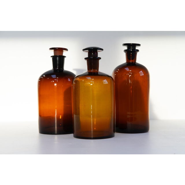 Large Danish Pharmacy Glass Bottles, 1900s, Set of 3 For Sale - Image 4 of 18