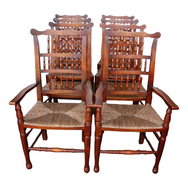 English Spindleback Dining Chairs, Set of 8 For Sale
