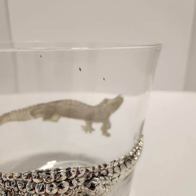 Transparent Vintage Mid-Century Style Alligator Glass Champagne Ice Bucket For Sale - Image 8 of 11