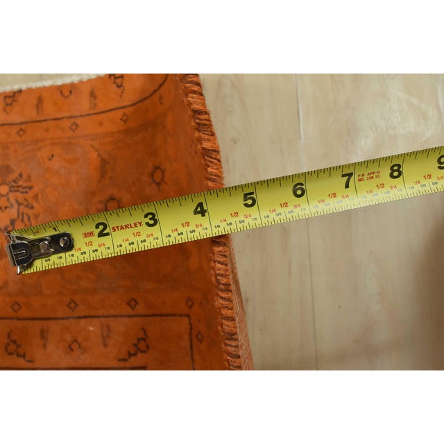 Tabriz Rug 9’6” X 12’1” Orange Wool Vintage Overdyed Hand-Knotted Carpet For Sale - Image 13 of 15