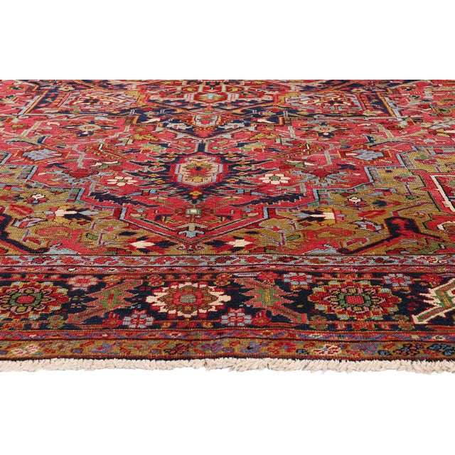 Late 19th Century Persian Heriz Rug, 10'06 X 13'02 For Sale - Image 4 of 10