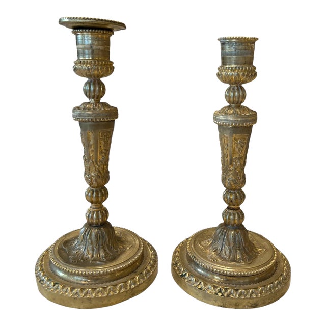 19c French Antique Napoleon III Candlesticks For Sale
