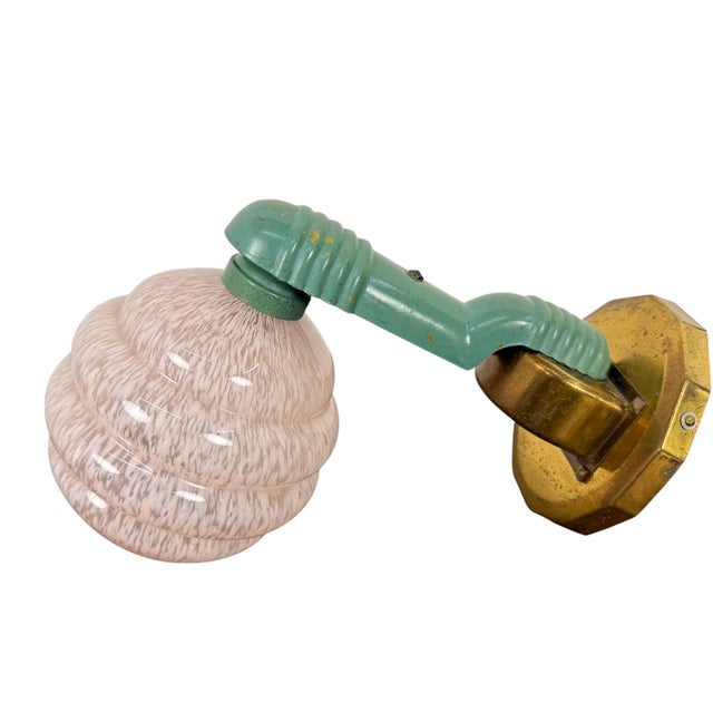 Vintage Art Deco Wall Lamps with Pink Mottled Glass Shades, 1890s, Set of 3 For Sale - Image 6 of 15