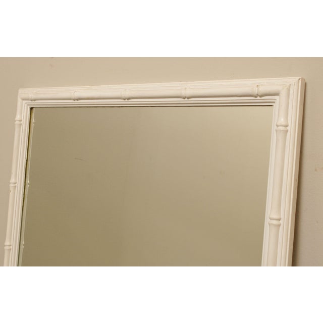 1970s Hollywood Regency Vintage White Painted Faux Bamboo Wall Mirror For Sale - Image 5 of 13