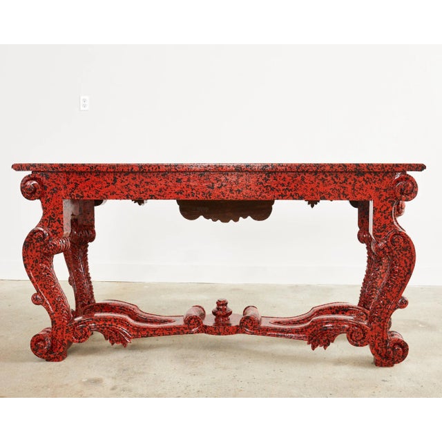 Grand Rococo Style Mahogany Console Table Speckled by Ira Yeager For Sale - Image 12 of 13