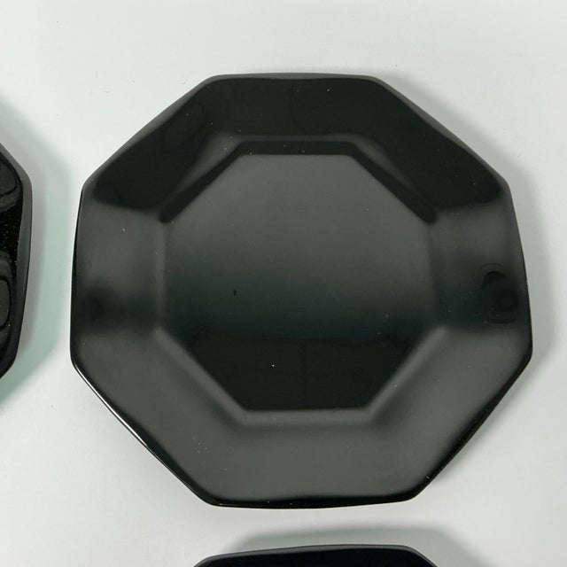 1980s 1980s Post Modern French Arcore Black Glass Octagonal Salad Plates - Set of 4. For Sale - Image 5 of 11