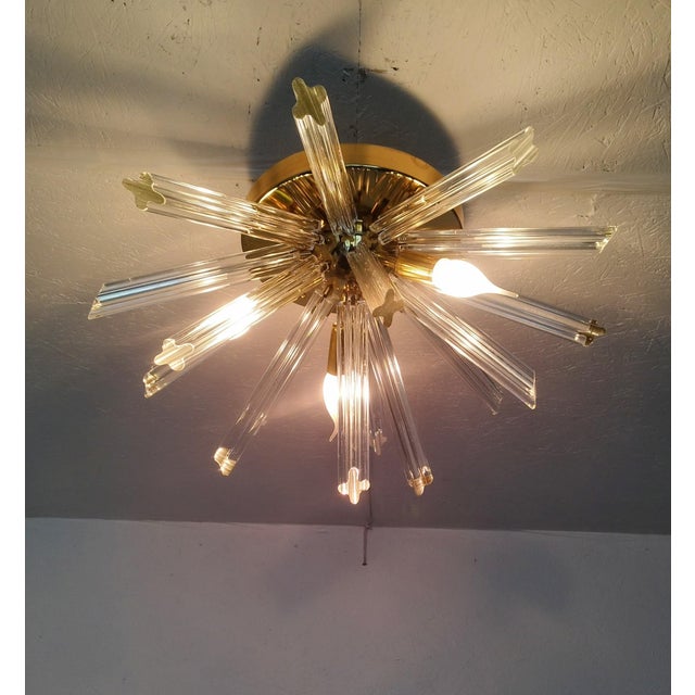 Vintage Italian Murano Style Starbust Flush Mount Chandelier For Sale - Image 9 of 12