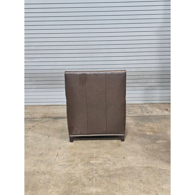 Animal Skin Hancock & Moore Brown Leather Large Comfortable Club Chair Nail Head Trim For Sale - Image 7 of 11