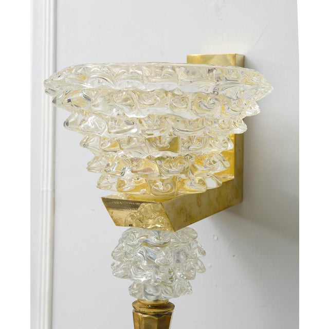 Barovier e Toso Contemporary Pair of Murano Rostrato Glass Sconces - Manner of Barovier Toso For Sale - Image 4 of 10