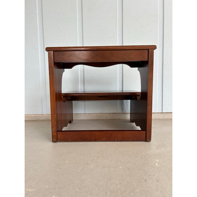 1980s Solid Wood Step Stool W/ Brass Handles-Georgian Style Bed/Library Step Stool-Cherry/Mahogany Finish-Display Shelves-Tiered Plant Stand For Sale - Image 9 of 12