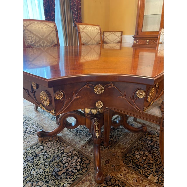 Beautiful Dining Room Table With 6 Chairs, 2 Arm Chairs and Breakfront For Sale - Image 9 of 15