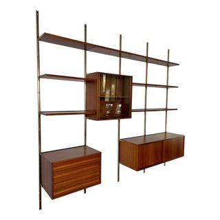 E22 Wall Bookcase in Iron and Wood attributed to Osvaldo Borsani for Tecno, Italy, 1960s For Sale