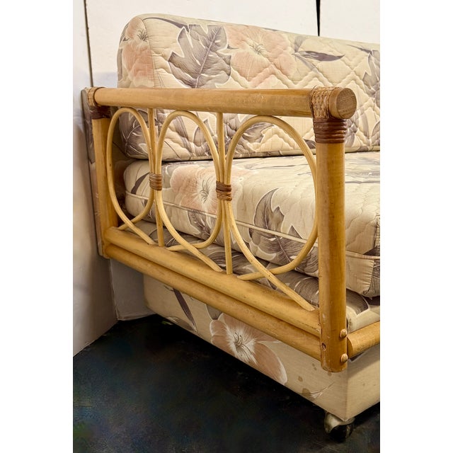 Mid-Century Modern Vintage Mid-Century Modern Left Arm Rattan Daybed & Sleeper Sofa For Sale - Image 3 of 8