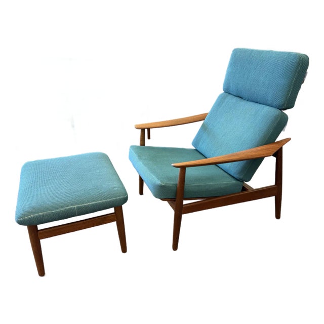Mid Century Modern Danish Teak Arne Vodder Fd-164 Adjustable Lounge Chair & Ottoman for France & Son. 1960’s For Sale