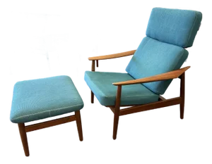 Mid Century Modern Danish Teak Arne Vodder Fd-164 Adjustable Lounge Chair & Ottoman for France & Son. 1960’s