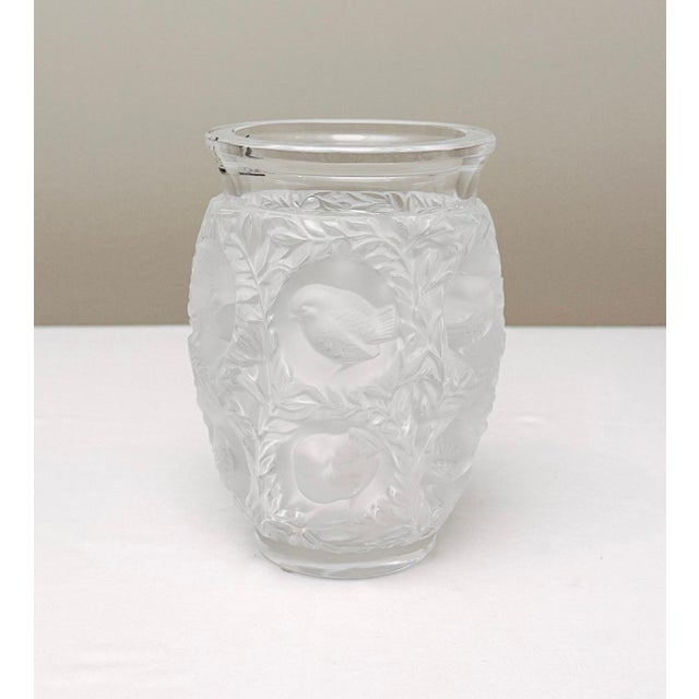 Art Deco Lalique "Bagatelle" Frosted Crystal Vase With Birds & Foliage For Sale - Image 3 of 8