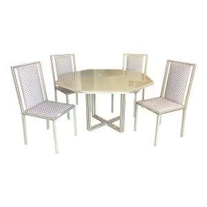 Pierre Vandel 1970’s French Lacquered Dining Set/ New Upholstery
