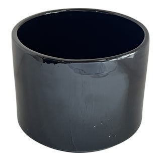 1950s Mid-Century Modern Black Gainey Ceramic Planter For Sale
