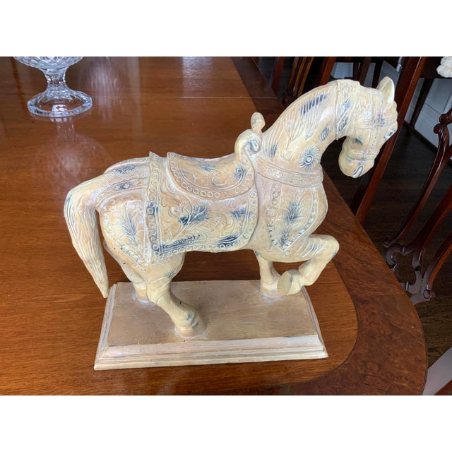 Vintage Wooden Warrior Horse Statue For Sale - Image 4 of 12