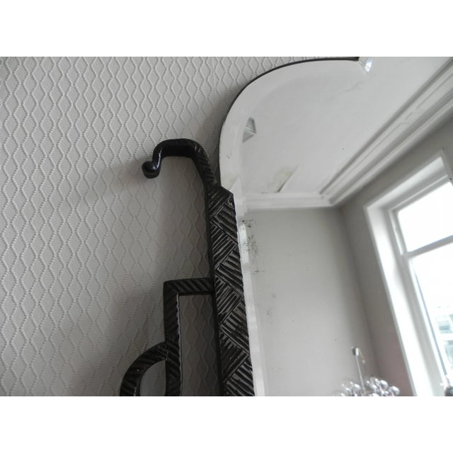 Black Art Deco Mirror with Faceted Glass in a Steel Frame For Sale - Image 8 of 18