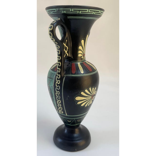1970s Vintage Neoclassical Black Greek Amphora Vase For Sale - Image 5 of 9