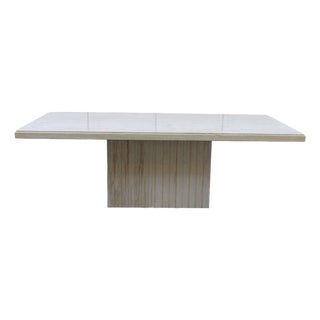 Vintage 1970s Italian Travertine Pedestal Dining Table – Mid-Century Modern For Sale