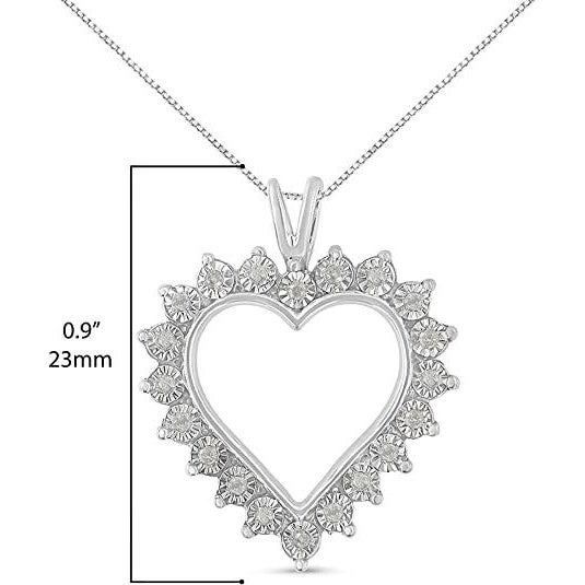 Early 21st Century .925 Sterling Silver 1/4 Cttw Miracle Set Diamond Open Heart 18" Pendant Necklace (I-J Color, I3 Clarity) For Sale - Image 5 of 5