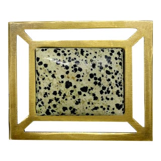 Addison Weeks Downing Knob, Antique Brass & Dalmation Jasper For Sale