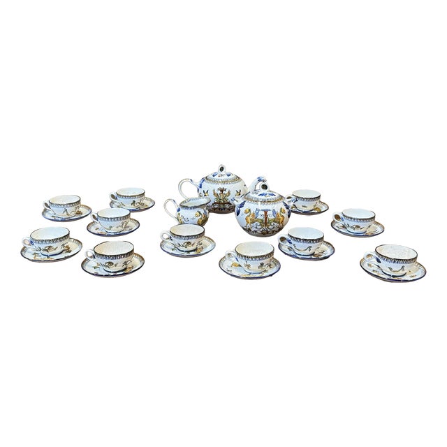 Gien Earthenware Tea and Coffee Service, 1800s, Set of 25 For Sale