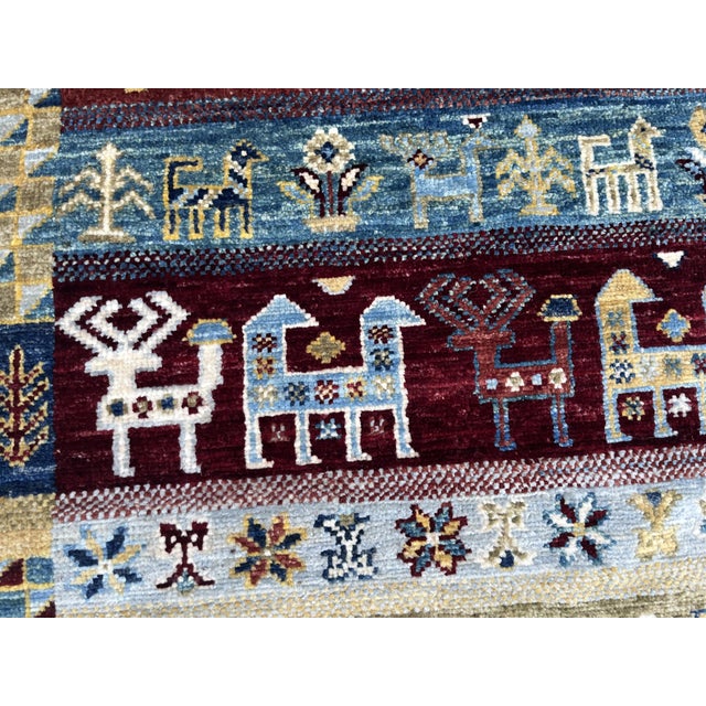 Hand-Knotted Kashkuli Gabbeh Patchwork Runner in Soft Blue, 2'9" X 9'3" For Sale - Image 12 of 12