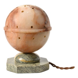 Art Deco Alabaster Ball-Shaped Table Lamp, 1930s For Sale