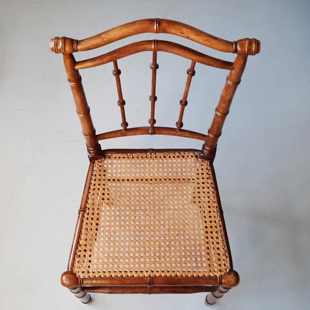 Side Chair in Rattan and Faux Bamboo, 1900s For Sale - Image 4 of 8