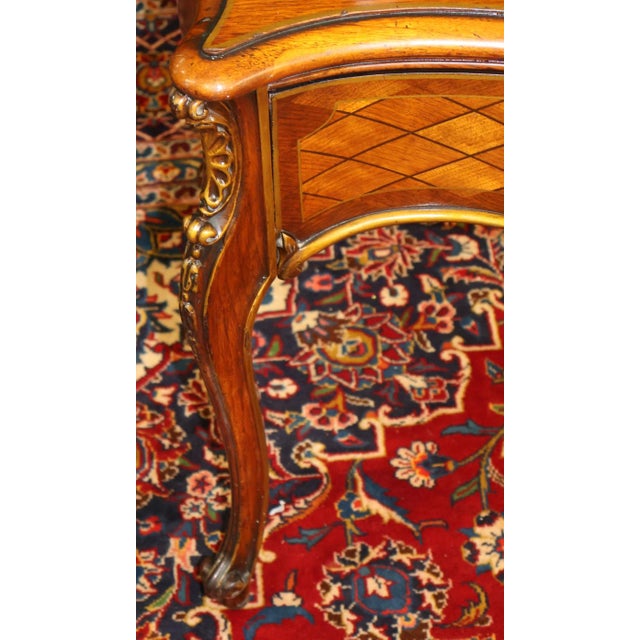 French Louis XV Style Walnut Inlaid Acid Etched Vanity Circa 1920's For Sale - Image 12 of 16