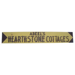 Long Advertising Sign for Camping Cottage, Handpainted Wood For Sale