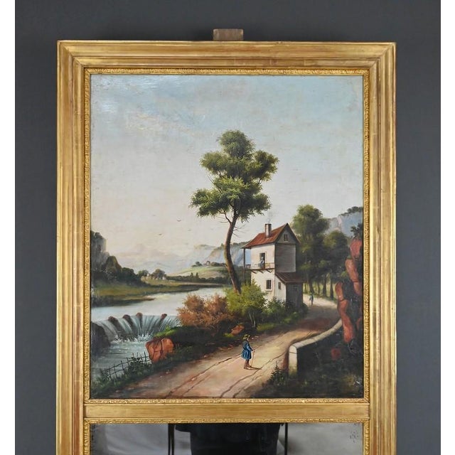 Louis XVI Style Giltwood Trumeau Mirror, 1900s For Sale - Image 5 of 18