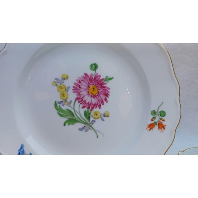 Ceramic Vintage Porcelain Coffee and Tea Trio Set with Hand-Painted Aster Motif from Meissen, 1970, Set of 3 For Sale - Image 7 of 15