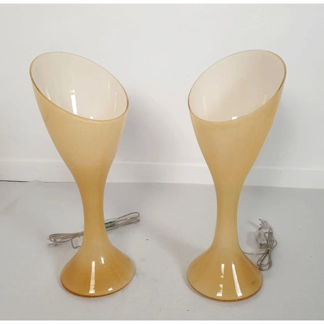 Mid-Century Modern 1980 Mid Century Murano Glass Lamps by Vistosi - A Pair For Sale - Image 3 of 13