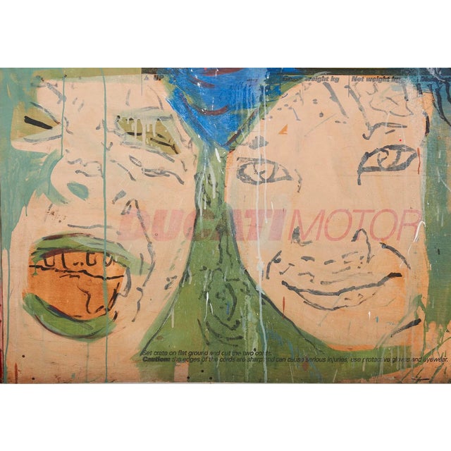 Huge David Hinnebusch Modern Expressionist Art Oil Painting on Panel. Painted on wood panel.