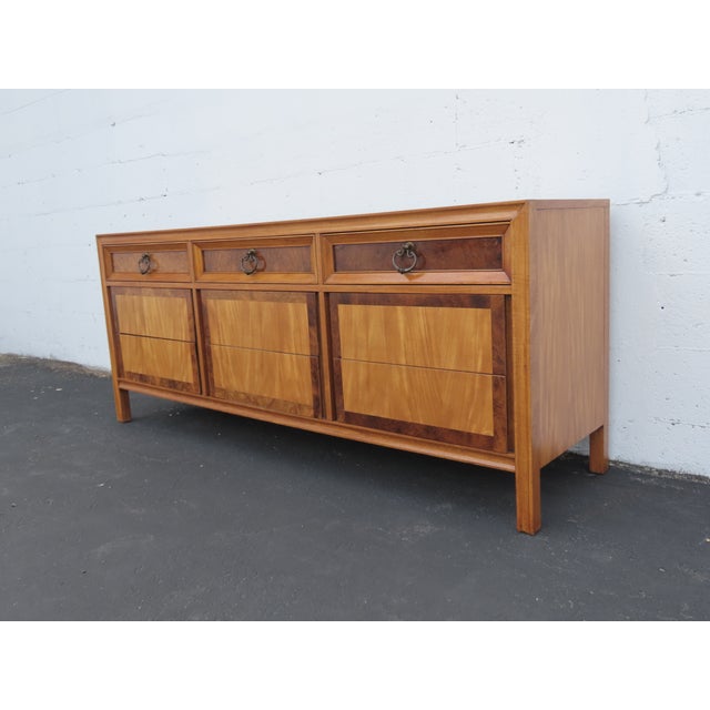 Mid-Century Modern Basic Wiz Mid Century Modern Burlwood Long Low Dresser 6576 For Sale - Image 3 of 17