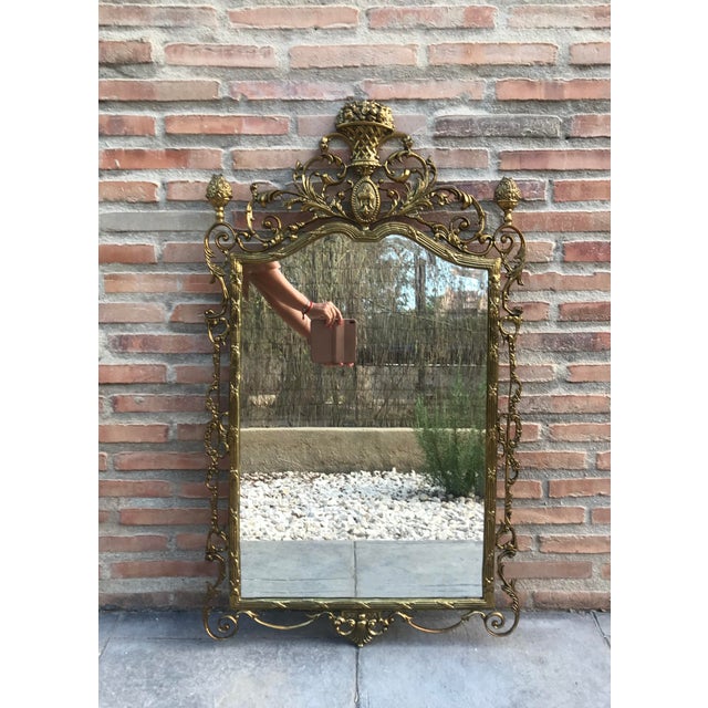 19th French Baroque Handmade Bronze Mirror With Reliefs For Sale - Image 9 of 10