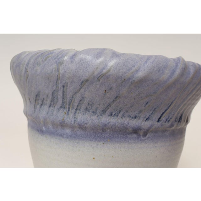 Vintage Lilac and Pale Gray Studio Ceramic Planter With Plate by Deanna Nichols For Sale - Image 11 of 18