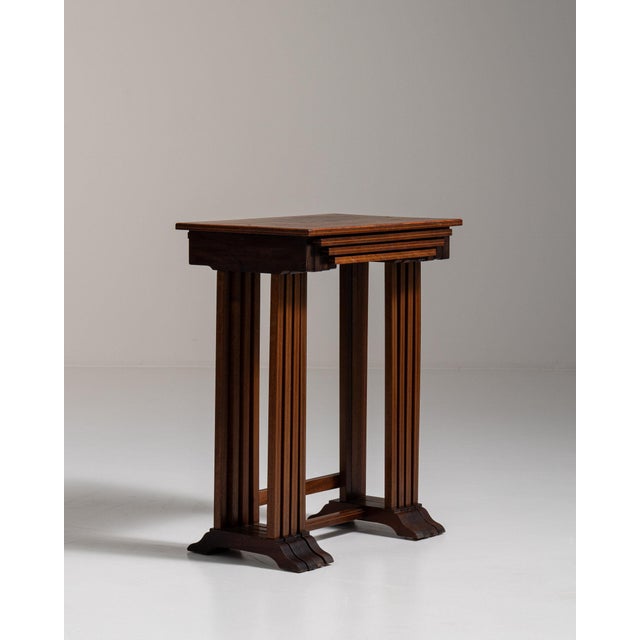 1960-1969 France Rich Walnut Brown Carved Walnut Console Table For Sale - Image 10 of 11