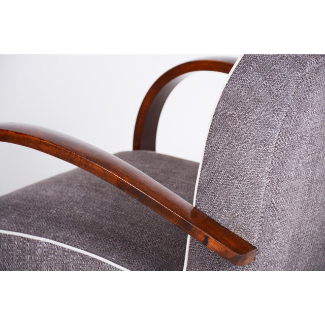 Czech Art Deco Beech Armchair attributed to J. Halabala for Up Zavody, 1930s For Sale - Image 10 of 11