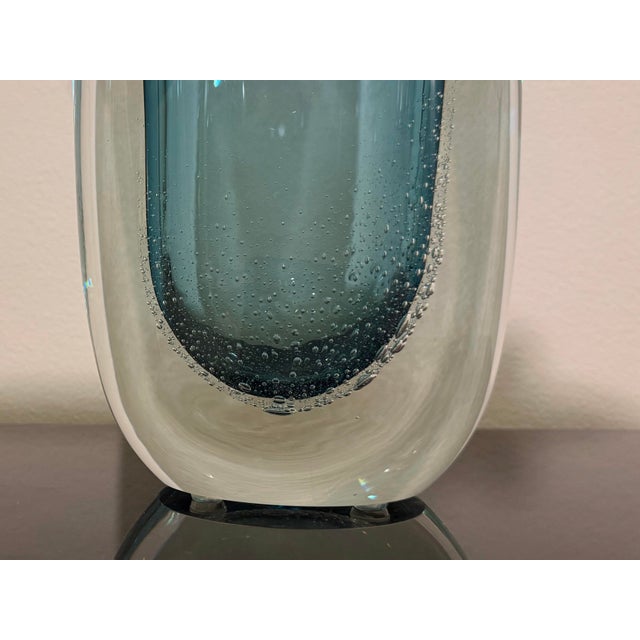 Large Global Views Micro Bubble Vase in Azure, crafted from exceptionally heavy Polish art glass — a category for which...